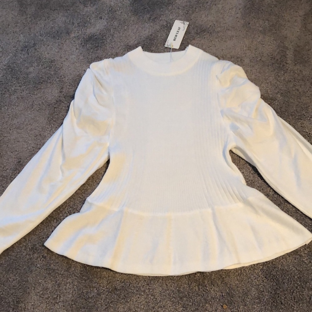 White Puffy Sleeve “Princess” Sweater